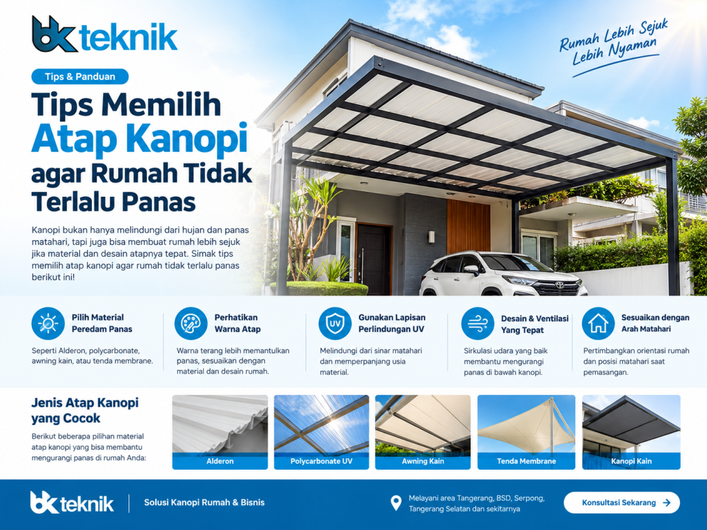 Tips Memilih Atap Kanopi agar Rumah Tidak Terlalu Panas tips memilih atap kanopi sejuk